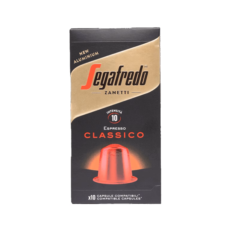 Produktbild: Kaffee Segafredo Espresso Classico, kompatible Kapseln aus Aluminium, Karton mit 10 Kapseln